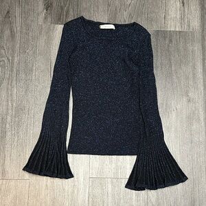 Milly Navy Glitter Long Sleeve Top